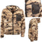 Men's Polar Fleece Jacket w Contrast Pocket Camouflage Teddy Coat Hooded Jumper - Camo Sand