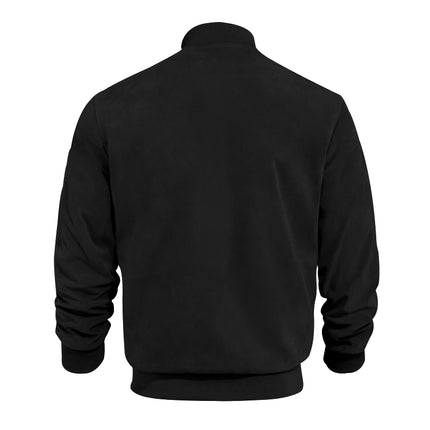 Men's Varsity Bomber Flight Jacket Breathable Windbreaker Zip Coat Faux Leather - Black