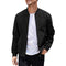 Men's Varsity Bomber Flight Jacket Windbreaker Zip Coat - Black