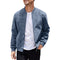Men's Varsity Bomber Flight Jacket Breathable Windbreaker Zip Coat Faux Leather - Blue