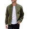Men's Varsity Bomber Flight Jacket Breathable Windbreaker Zip Coat Faux Leather - Green