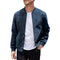 Men's Varsity Bomber Flight Jacket Breathable Windbreaker Zip Coat Faux Leather - Navy