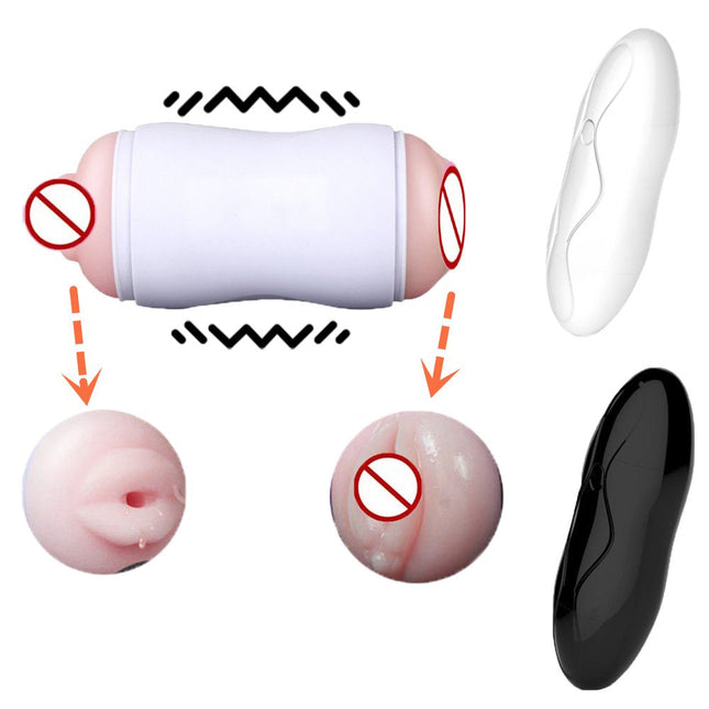 Men's Vibration Masturbation Cup Mouth Oral Pussy Vagina 2in1 Pocket Masturbator - Zmart Australia