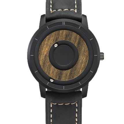 Men's Wooden Dial Magnetic Quartz Cascual Sports Wrist Watch Steel Leather Strap - Zmart Australia