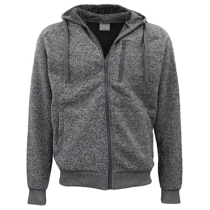 Mens Zip Fleece Hoodie w Side Pocket Jacket Gym Sport Casual Sweater Jumper Coat - Grey