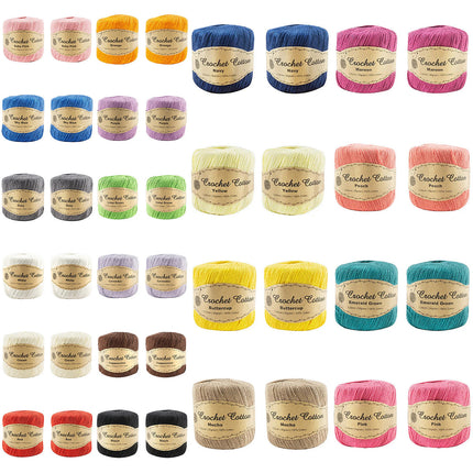 New 100% Cotton 3.25mm 50g Crochet Knitting Yarn Super Soft Solid Plain Colour - Zmart Australia