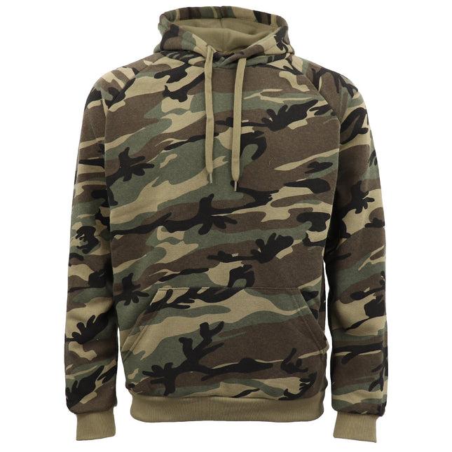 New Adult Men's Fleece Pullover Hoodie Hooded Jacket Military Camouflage Sweater - Olive Camo