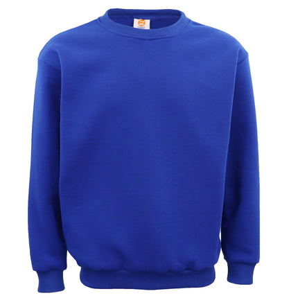 New Adult Unisex Plain Pullover Fleece Jumper Mens Long Sleeve Crew Neck Sweater - Royal Blue