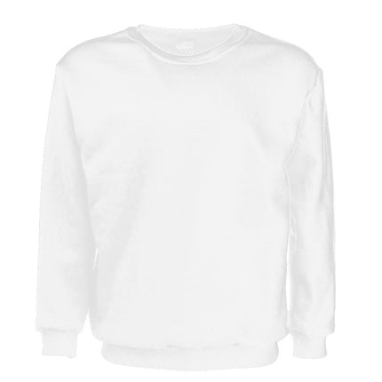 New Adult Unisex Plain Pullover Fleece Jumper Mens Long Sleeve Crew Neck Sweater - White