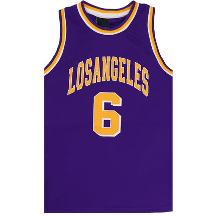 New Men's Basketball Jersey Sports T Shirt Tee Vest Tops Gym Chicago Los Angeles - Purple - Los Angeles 6