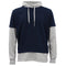 New Men's Fleece 2-in-1 Two Tone Hoodie Pullover Jumper Casual Jacket Sweatshirt - Navy w Grey