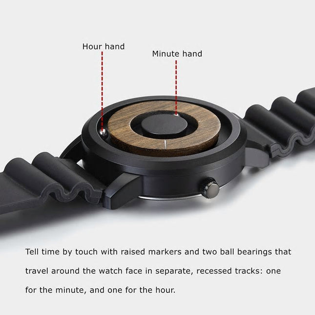 New Mens Innovative Wooden Magnetic Quartz Sports Watch Steel Leather Strap Gift - Zmart Australia