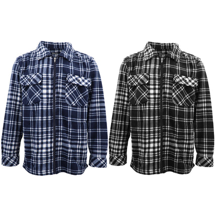 new-mens-long-sleeve-flannelette-shirt-premium-check-flannel-polar-fleece-jacket