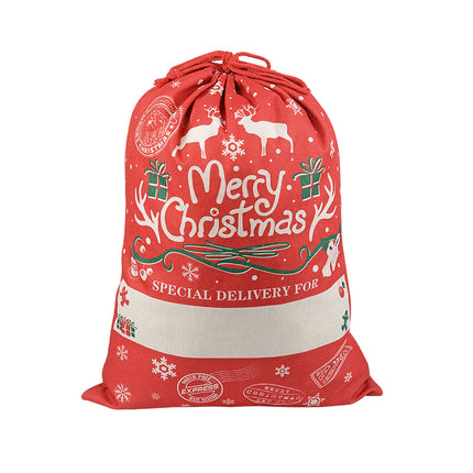 Large Christmas XMAS Hessian Santa Sack Stocking Bag Reindeer Children Gifts Bag - Zmart Australia