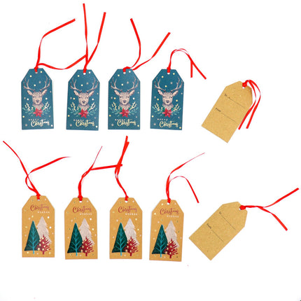 10x Christmas Hanging Gift Tags w String Xmas Paper Labels Home Party Decoration - Zmart Australia