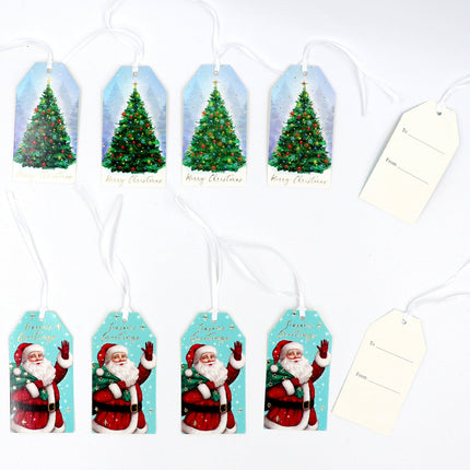 10x Christmas Hanging Gift Tags w String Xmas Paper Labels Home Party Decoration - Zmart Australia