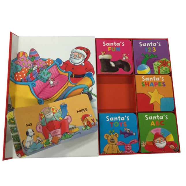 Santa's Christmas Box of Books Kids Educational Board Picture Book Puzzle Set