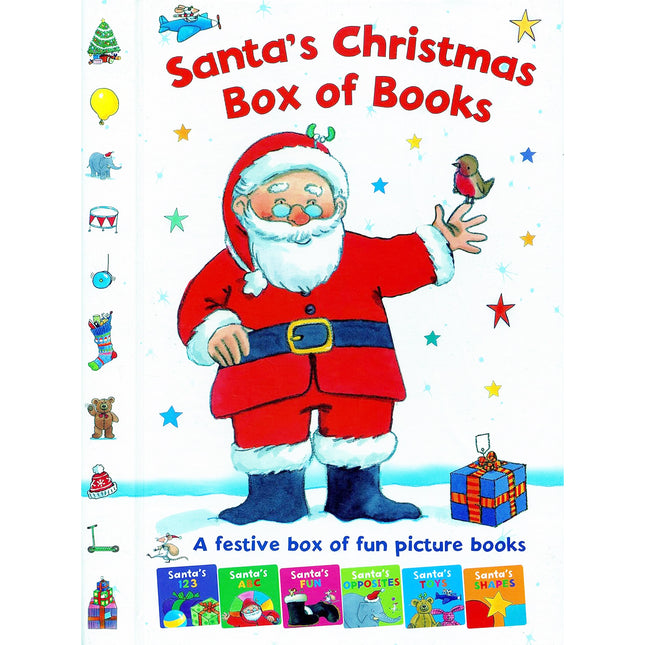 Santa's Christmas Box of Books Kids Educational Board Picture Book Puzzle Set