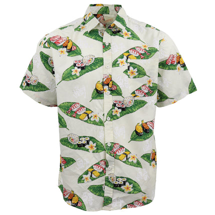 100% Cotton Adults Hawaiian Beach Shirt Summer Casual Tee Tops - Sushi Platters