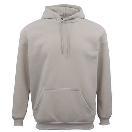 Overcast unisex pullover hoodie, front view with drawstring hood, kangaroo pocket and ribbed cuffs