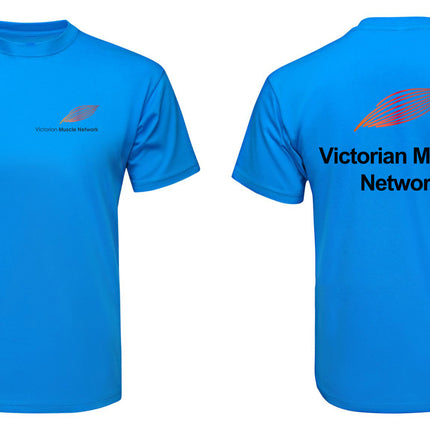 Victorian Muscle Network Aqua cotton T-shirt with front left chest and back logos