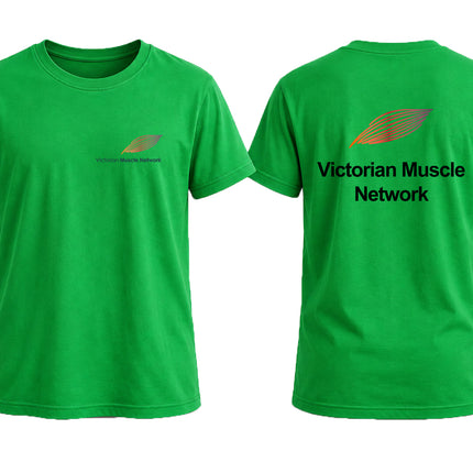 Victorian Muscle Network Green cotton T-shirt with front left chest and back logos
