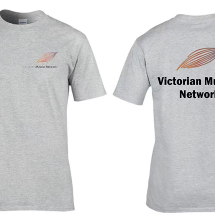 Victorian Muscle Network Grey cotton T-shirt with front left chest and back logos