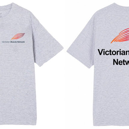Victorian Muscle Network Light Grey cotton T-shirt with front left chest and back logos