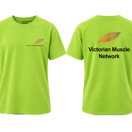Victorian Muscle Network Lime cotton T-shirt with front left chest and back logos