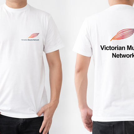 Victorian Muscle Network White cotton T-shirt with front left chest and back logos