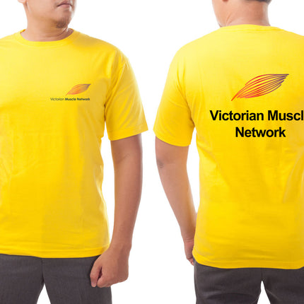 Victorian Muscle Network Yellow cotton T-shirt with front left chest and back logos