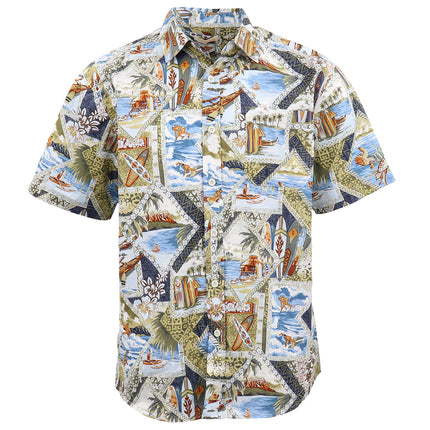 100% Cotton Adults Hawaiian Beach Shirt Summer Casual Tee Tops - Vintage Boards