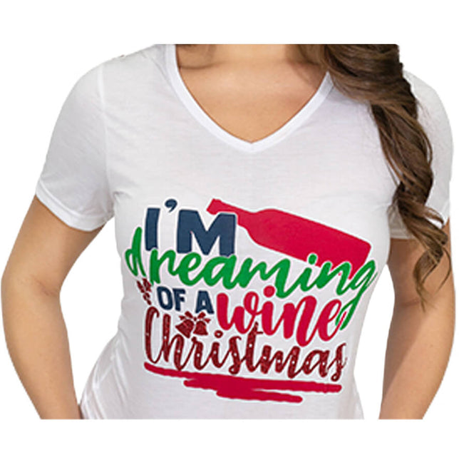 womens-100-cotton-christmas-t-shirts-adults-ladies-v-nect-casual-tee-decoration