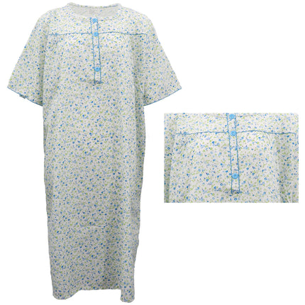 womens-100-cotton-short-sleeves-night-dress-gown-nightie-pajamas-pjs-sleepwear