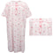 Women's 100% Cotton Short Sleeves Night Dress Gown Nightie Pajamas PJs Sleepwear - Pink