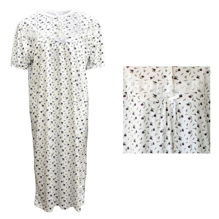 womens-100-cotton-short-sleeves-nightie-night-gown-pajamas-pjs-sleepwear-dress