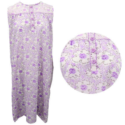 womens-100-cotton-sleeveless-long-nightie-night-dress-pajamas-sleepwear-button