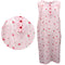 Women's 100% Cotton Sleeveless Long Nightie Night Dress Pajamas Sleepwear Button - Red Flowers