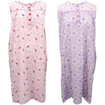 womens-100-cotton-sleeveless-long-nightie-night-dress-pajamas-sleepwear-button