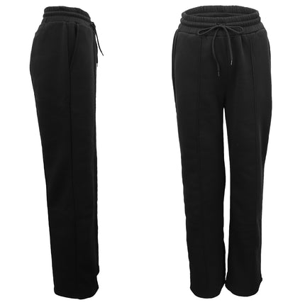 Women's Black Wide Leg Fleece Joggers