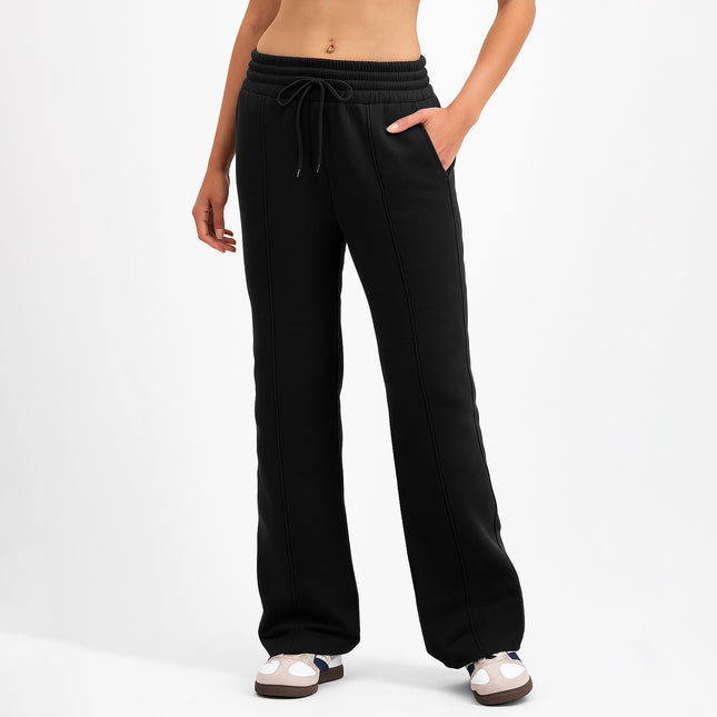 Women's Black Wide Leg Fleece Joggers