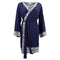 Women's Fashion Leopard Pajamas PJ Dress Gown Sleepwear Nightie Bath Robe Satin - Navy