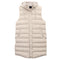 Women's Longline Padded Vest Hooded Jacket Puffer Puffy Quilted Zip Coat Gilet - Khaki
