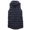 Women's Longline Padded Vest Hooded Jacket Puffer Puffy Quilted Zip Coat Gilet - Navy