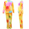 Women's Supersoft 2PCS Plush Fleece Pajamas Set Top Pants Sleepwear Loungewear - Rainbow Lupine