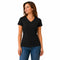 Women's V Neck Cotton Plain Basic Stretch T-Shirt Tops - Black