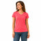 Women's V Neck Cotton Plain Basic Stretch T-Shirt Tops - Coral Pink