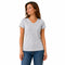 Women's V Neck Cotton Plain Basic Stretch T-Shirt Tops - Grey