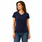 Women's V Neck Cotton Plain Basic Stretch T-Shirt Tops - Navy
