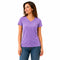 Women's V Neck Cotton Plain Basic Stretch T-Shirt Tops - Purple